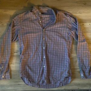 JCrew purple and gray medium check button down